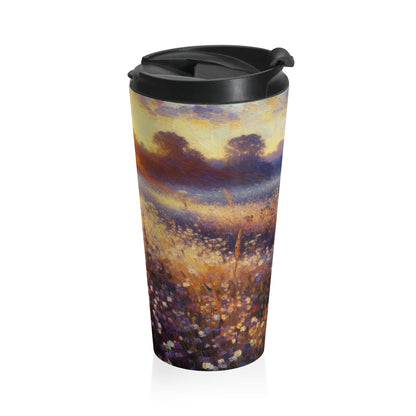 "Wildflower Sunrise" - The Alien Stainless Steel Travel Mug Impressionism Style