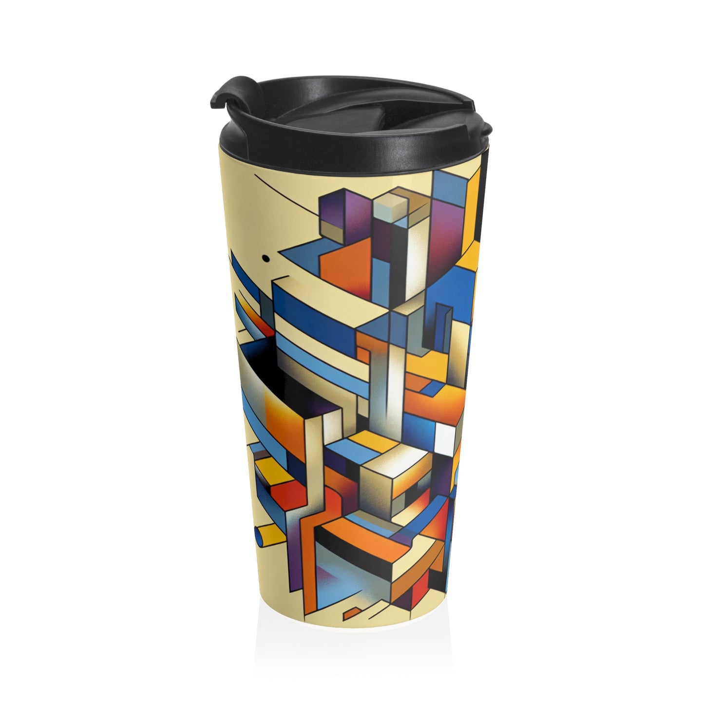 "Metropolis Pulse" - The Alien Stainless Steel Travel Mug Cubo-Futurism