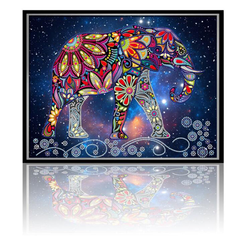 Pintura de diamante con forma especial de paseo de elefante DIY