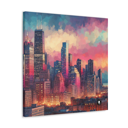 "Dusky Reflections: City Skyline at Sunset" - The Alien Canva