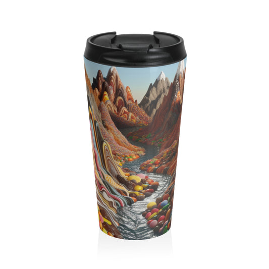 "Candyland: A Sweet Surrealistic Landscape" - The Alien Stainless Steel Travel Mug