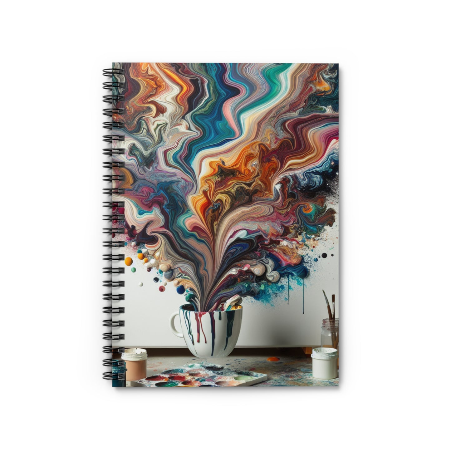 "Un paradis de peinture coulée : Art de coulée acrylique" - Le carnet à spirale Alien (ligne lignée) Style de coulée acrylique