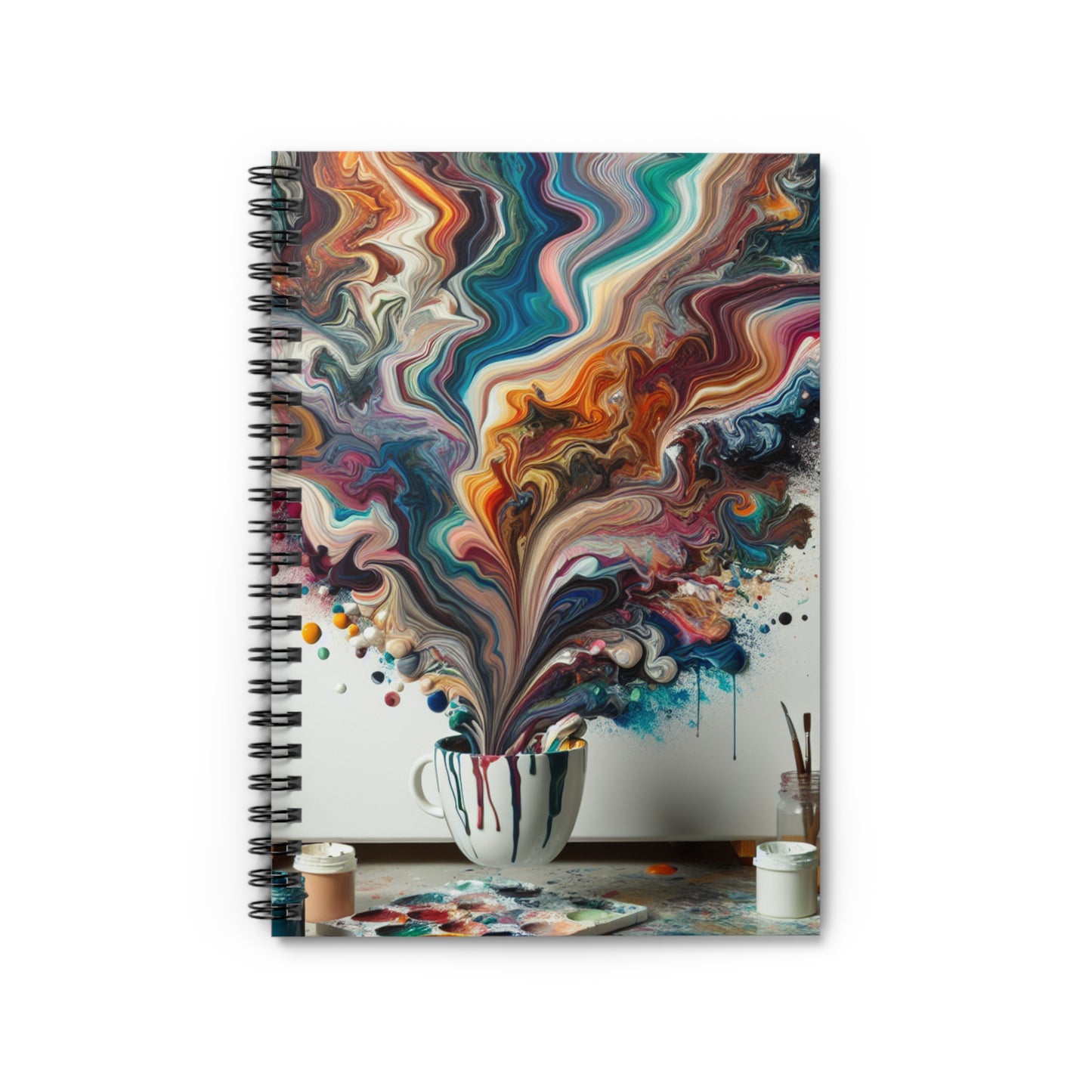 "A Paint Poured Paradise: Acrylic Pouring Art" - The Alien Spiral Notebook (Ruled Line) Acrylic Pouring Style