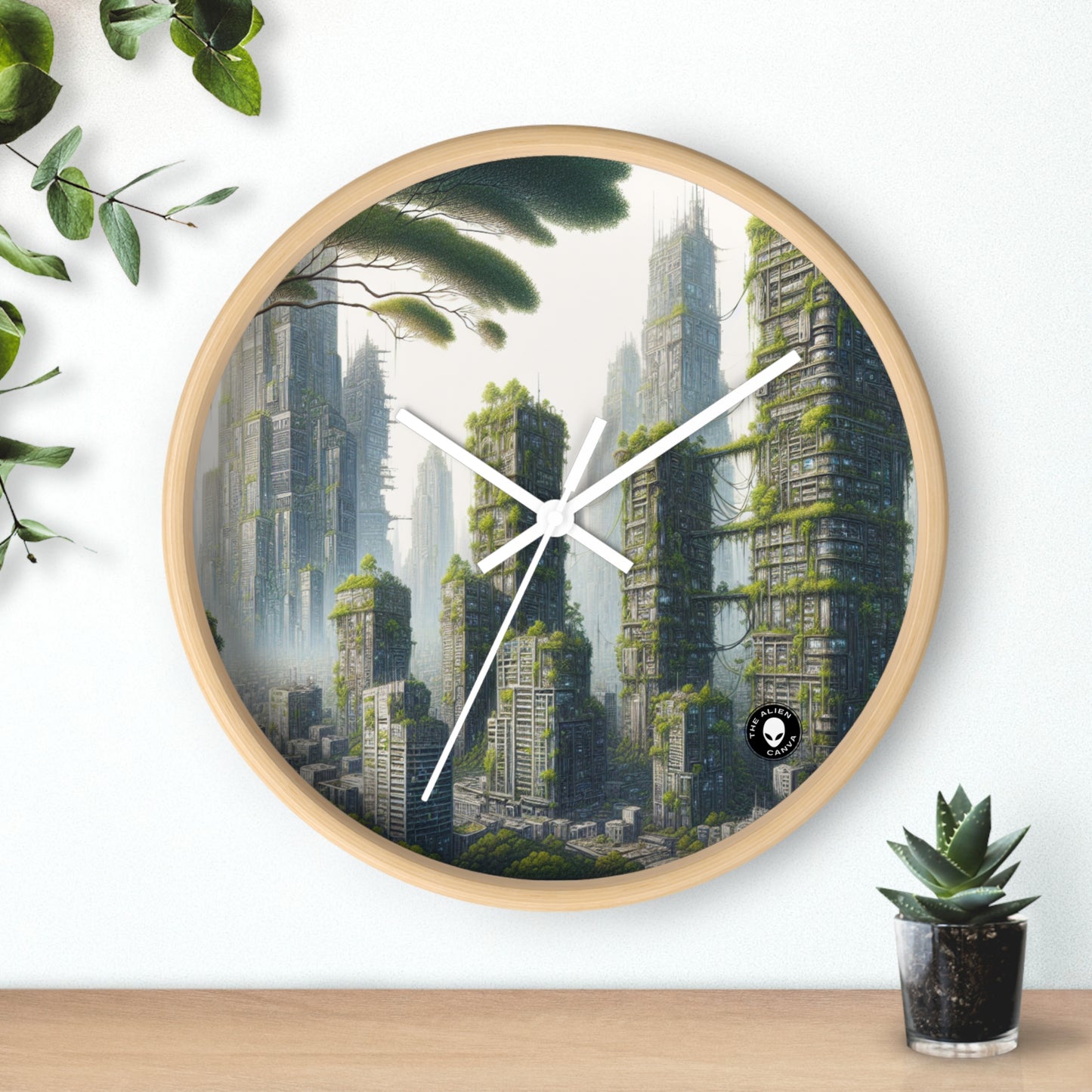 "Nature's Resurgence: The Urban Jungle" - The Alien Wall Clock