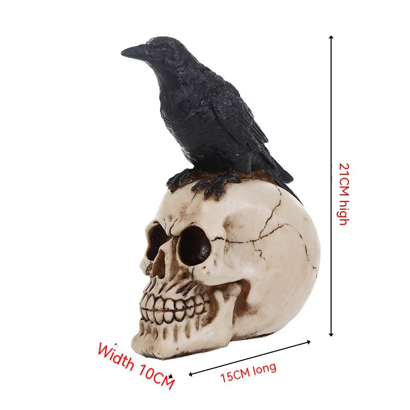 Resin Skull Halloween Gift Crow Decoration Home Bar Crafts