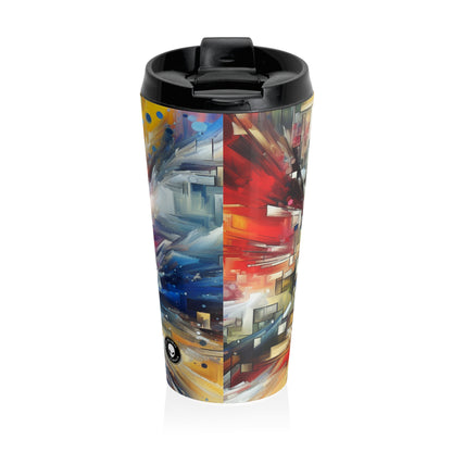 "Nature's Fury: An Abstract Expressionist Interpretation of a Raging Thunderstorm" - The Alien Stainless Steel Travel Mug Abstract Expressionism