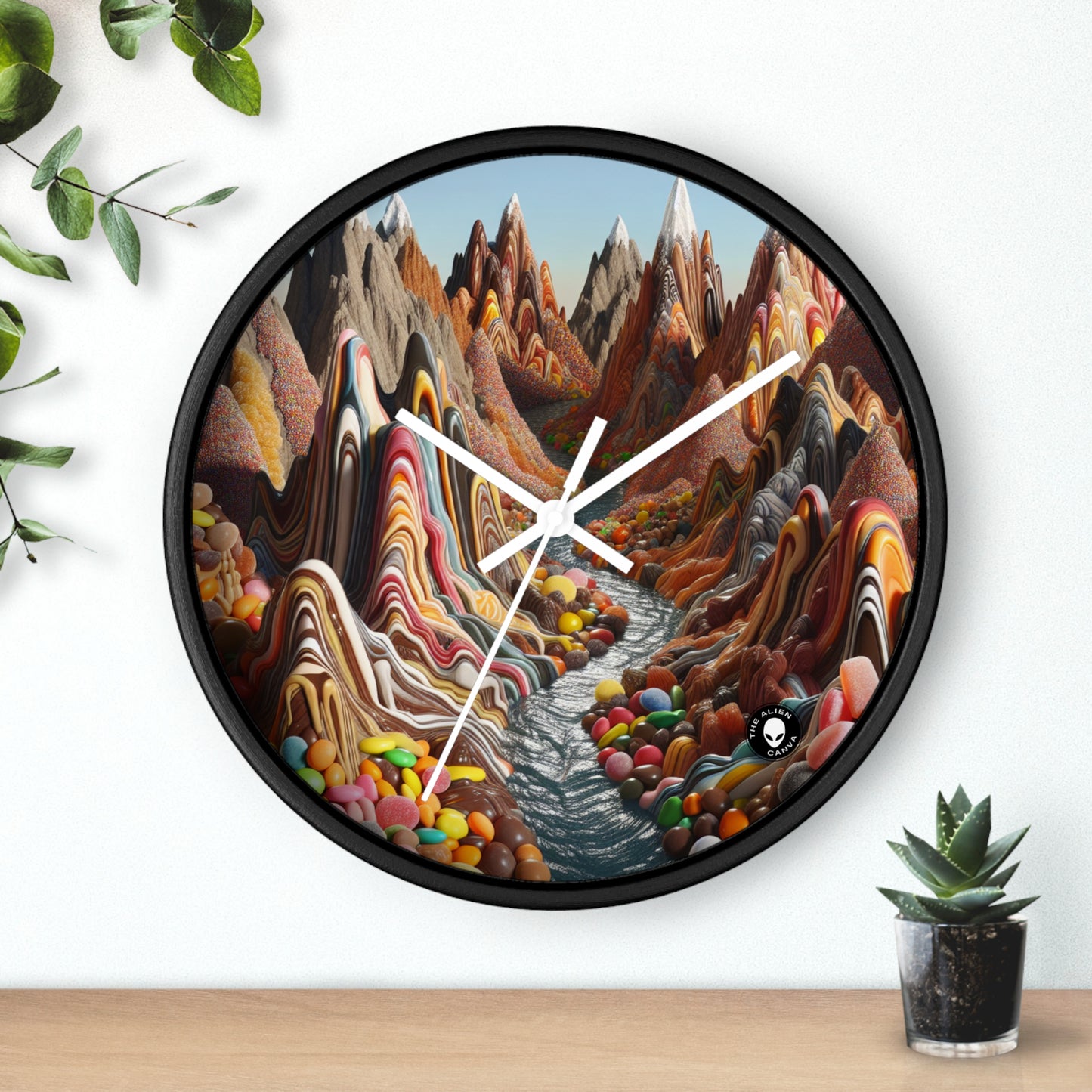 « Candyland : un paysage surréaliste et sucré » – L'horloge murale Alien