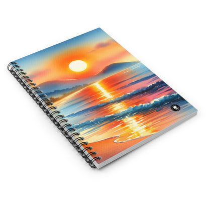 "Amanecer en la playa" - El cuaderno de espiral alienígena (línea reglada) Pintura de acuarela