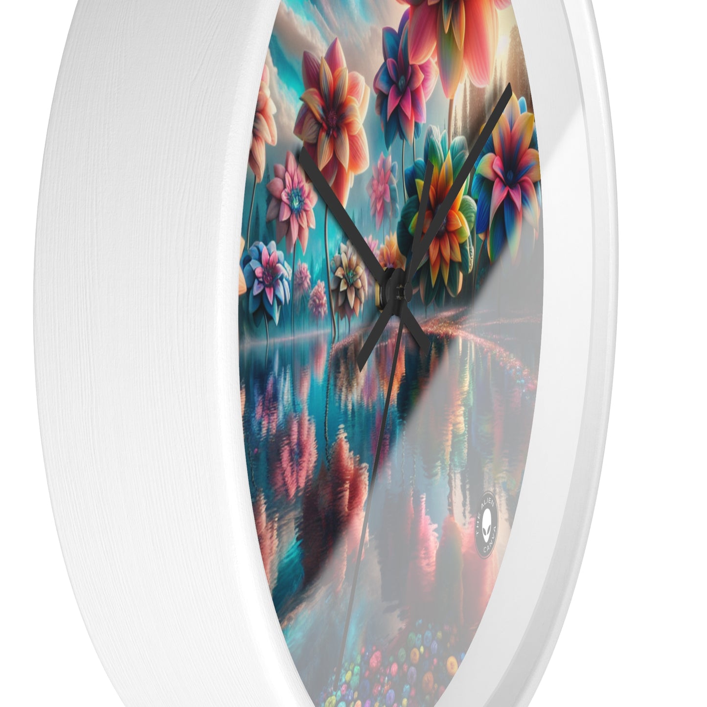 "Enchanted Waters: A Floral Dreamland" - The Alien Wall Clock