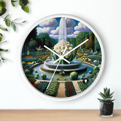 "The Vegetable Fountain: A Cauliflower Conglomerate" - The Alien Wall Clock Surrealism