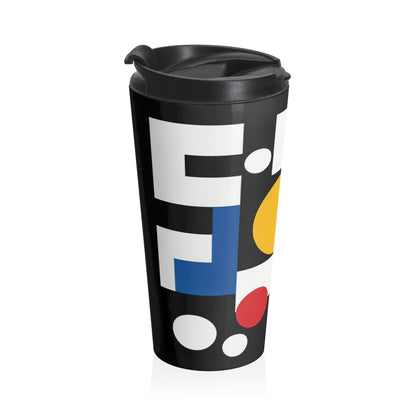 "Suprematic Harmony: Exploring Geometric Composition with Bold Colors" - The Alien Stainless Steel Travel Mug Suprematism