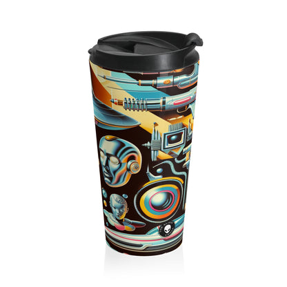 "Neon Deco: A Retro-Futuristic Utopia" - The Alien Stainless Steel Travel Mug Retro-futurism