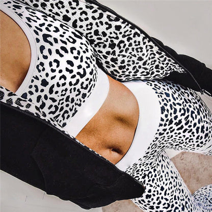 Chaleco traje deportivo de yoga con estampado de leopardo