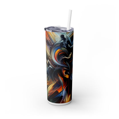 "Night Pulse: Expressions of Urban Chaos" - The Alien Maars® Skinny Tumbler with Straw 20oz Expressionism