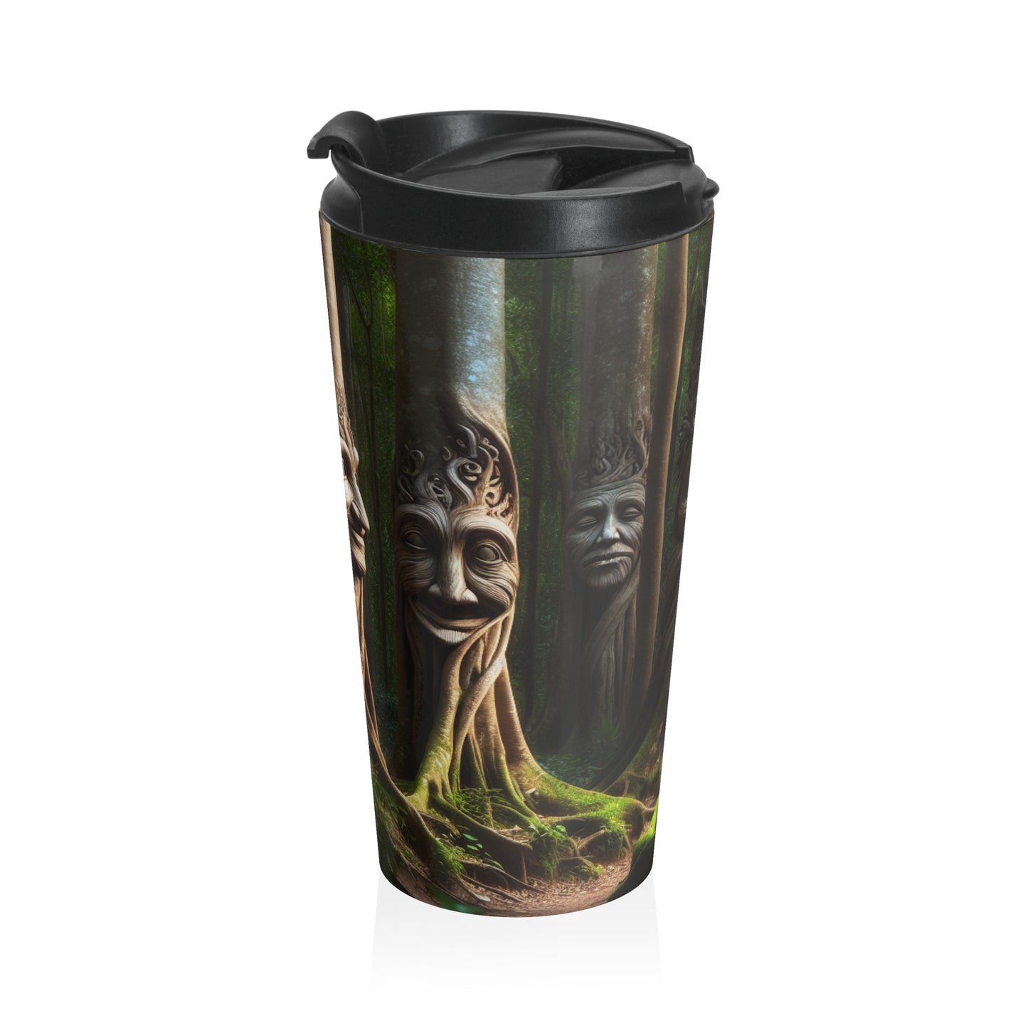 "El bosque parlanchín: conversaciones entre árboles" - Taza de viaje de acero inoxidable de The Alien