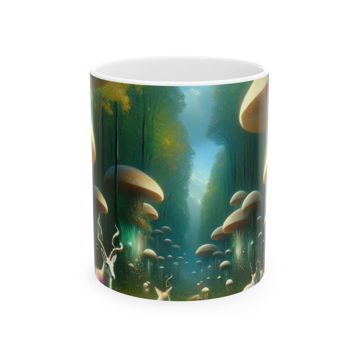 "Mystical Mushroom Grove" - ​​Taza de cerámica alienígena de 11 oz