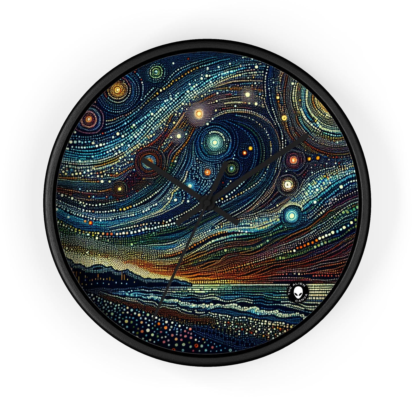 "Starry Dots: A Celestial Mosaic" - El puntillismo del reloj de pared alienígena