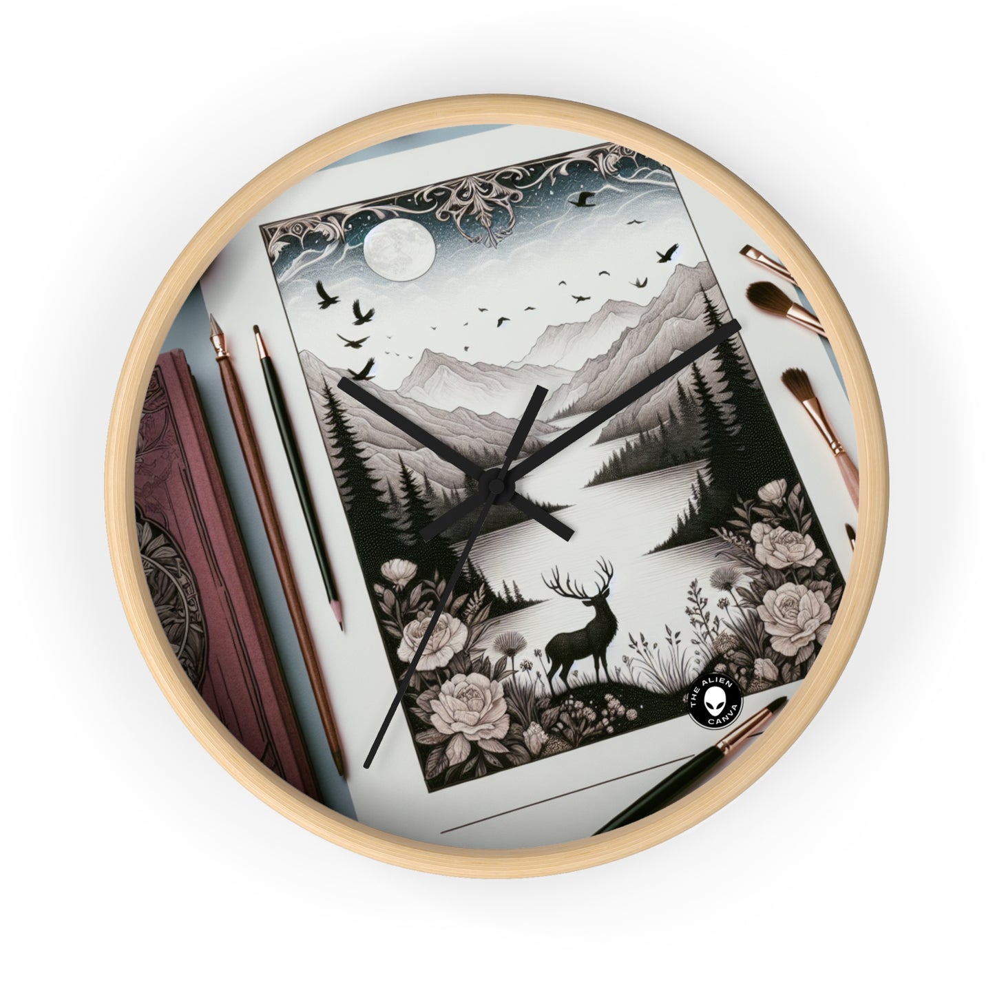 "Twilight Serenity: Un paysage romantique" - L'horloge murale Alien Romantisme