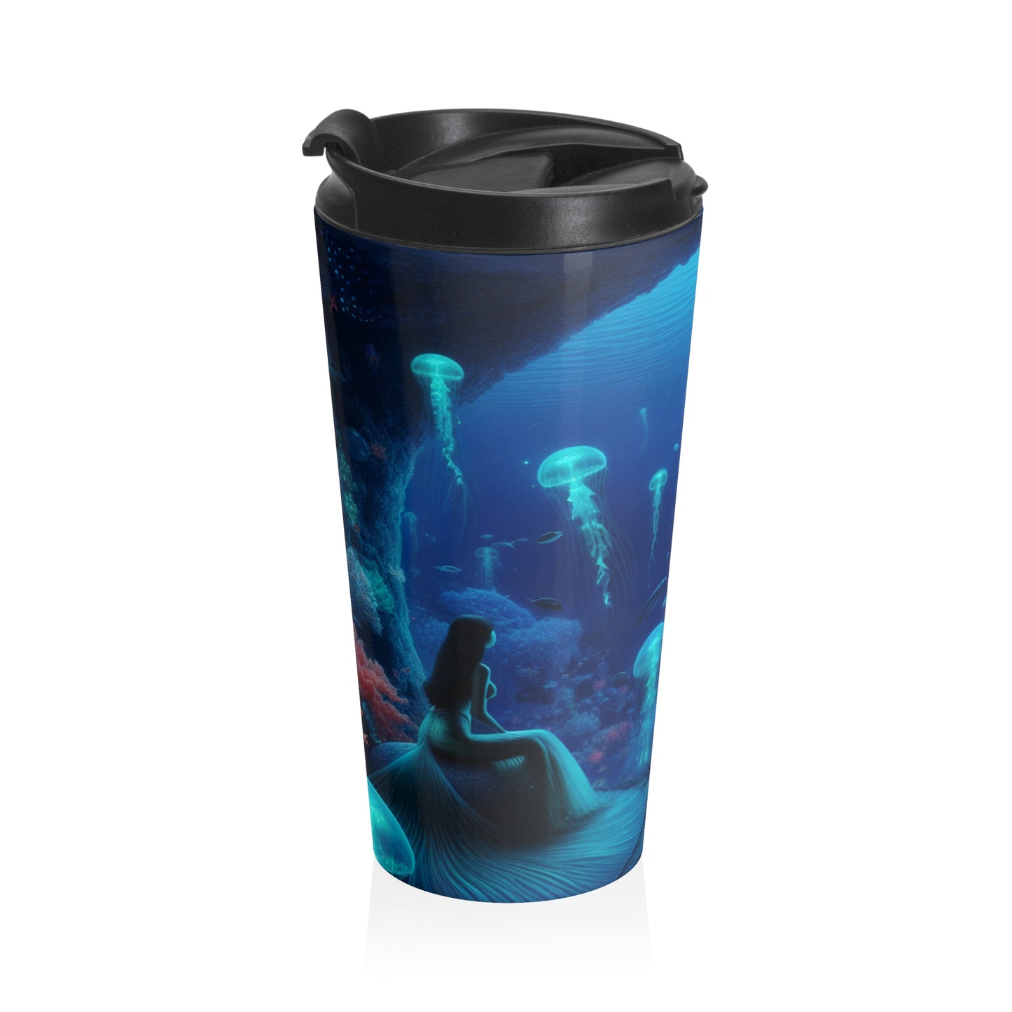 "La serenidad de las sirenas: un ballet de medusas" - Taza de viaje de acero inoxidable de Alien