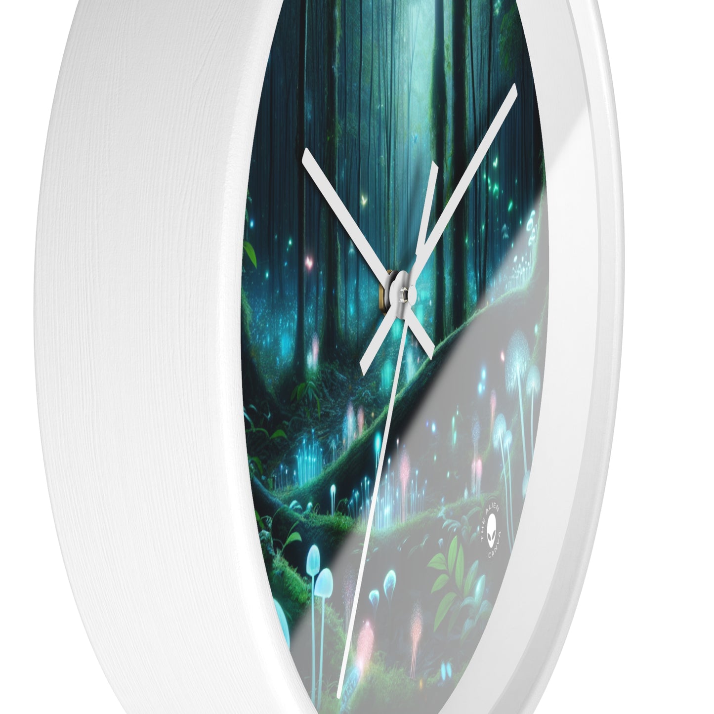 "Enchanted Night: Bioluminescent Forest" - The Alien Wall Clock