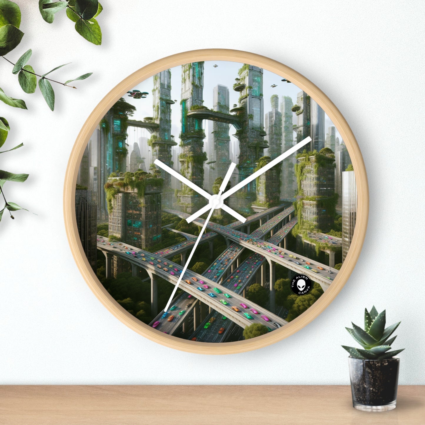 "Futuristic Utopia: Nature and Technology in Harmony" - The Alien Wall Clock