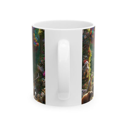 "Fiesta del bosque" - Taza de cerámica extraterrestre de 11 oz