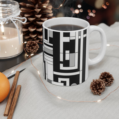 "De Stijl en blanco y negro" - Taza de cerámica The Alien 11oz Estilo De Stijl