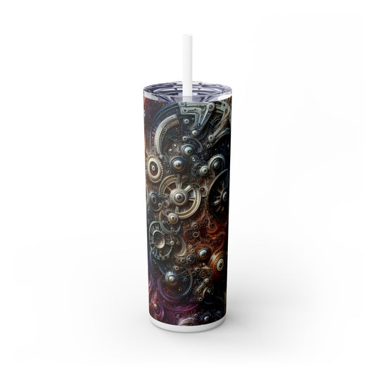 "Cybernetic Sentinel: A Futuristic Fusion of Man and Machine" - The Alien Maars® Skinny Tumbler with Straw 20oz Bio-mechanical Art
