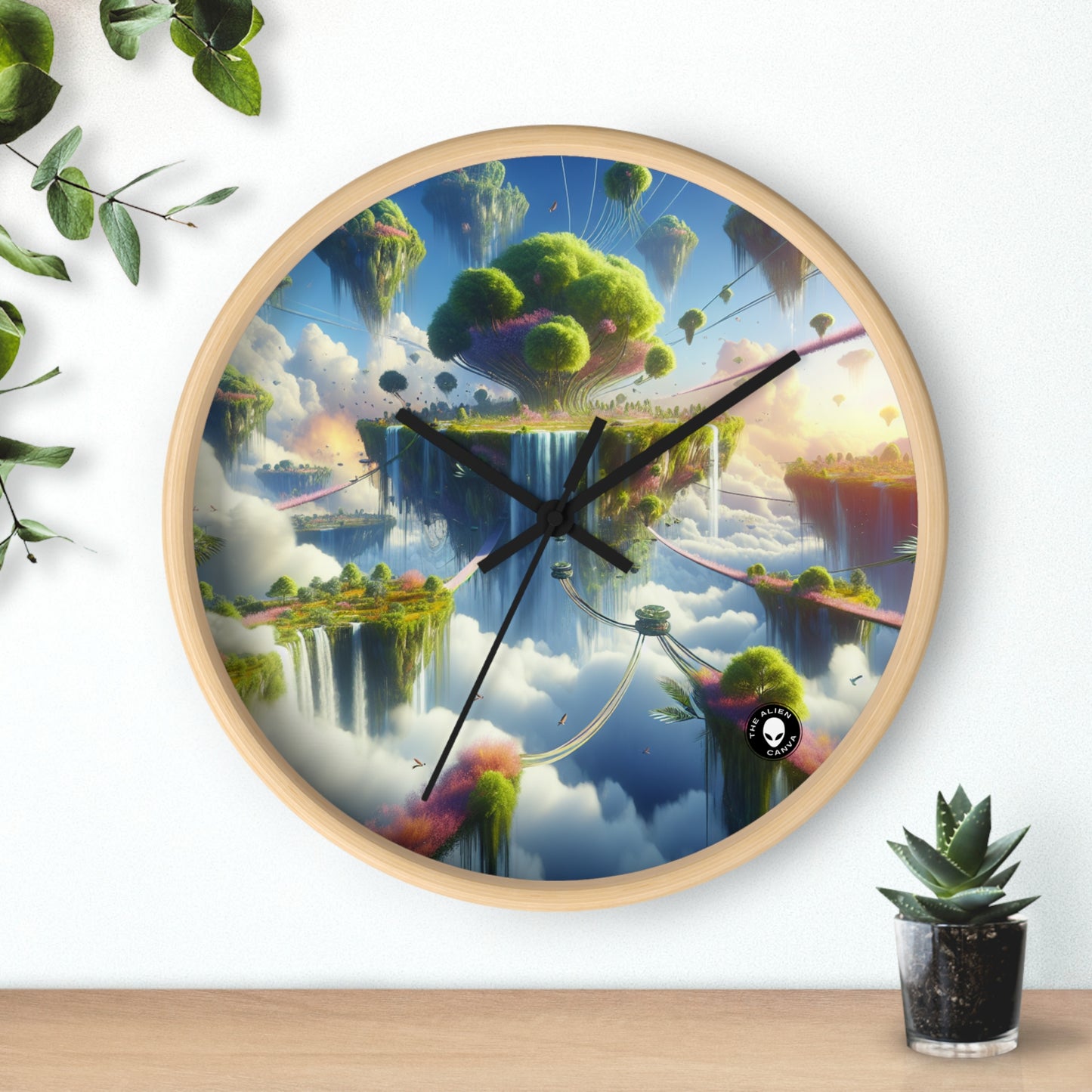 "Sky Islands: A Surreal Paradise" - The Alien Wall Clock