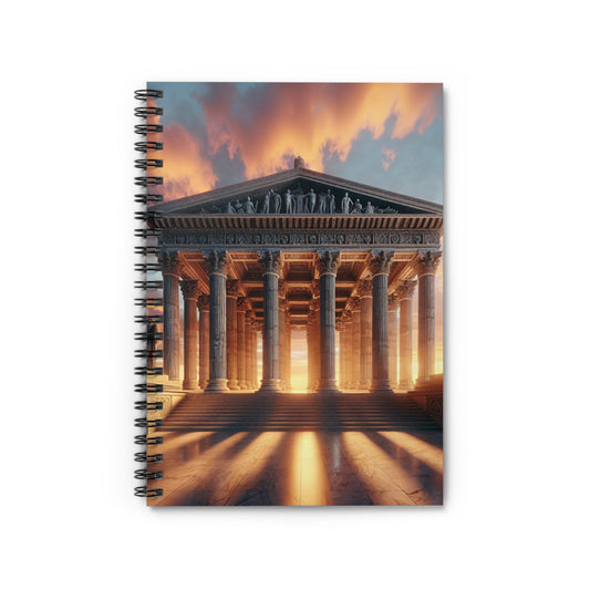 "Lueur chaleureuse du temple grec" - Le carnet à spirale Alien (ligne lignée) Style néoclassicisme