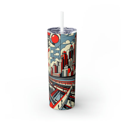 "Constructing Ideas: A Typographic Landscape" - The Alien Maars® Skinny Tumbler with Straw 20oz Constructivism Style