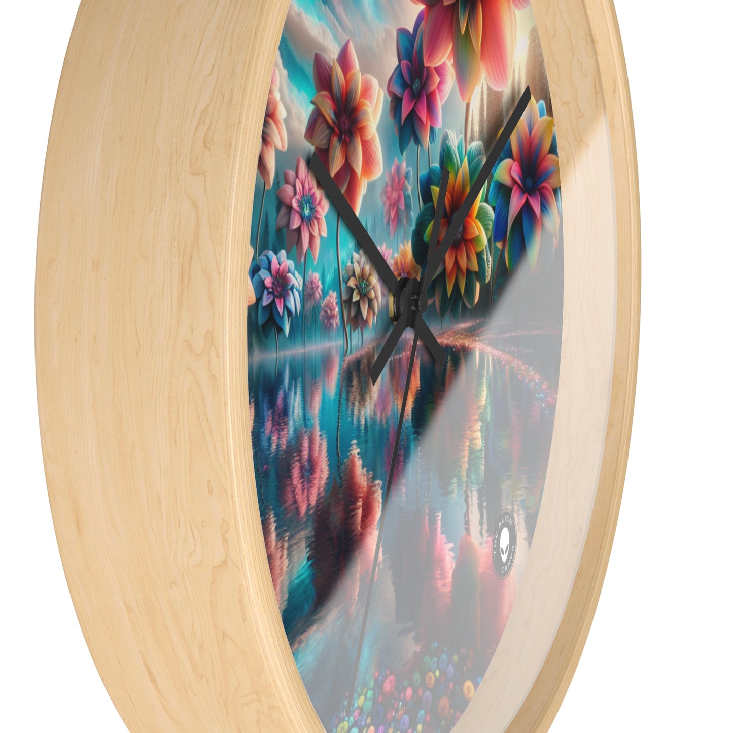 "Enchanted Waters: A Floral Dreamland" - The Alien Wall Clock