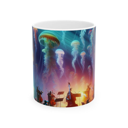 "Jellyfish Serenade: An Underwater Symphony" - The Alien Ceramic Mug 11oz