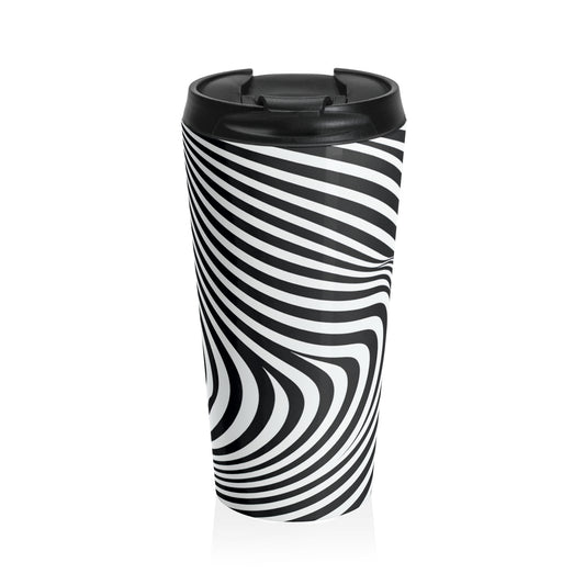 "Optical Illusion Wave" - The Alien Stainless Steel Travel Mug Op Art Style