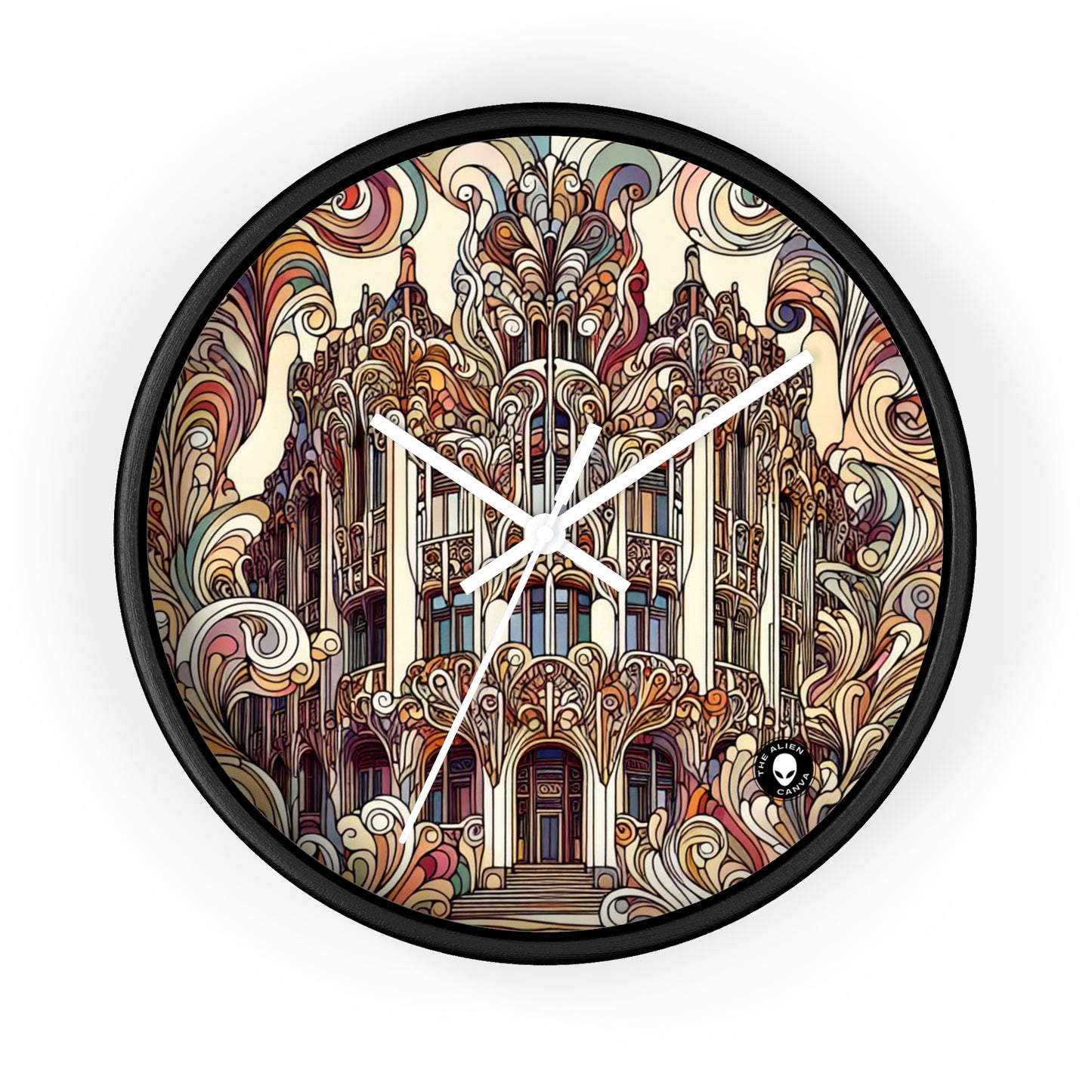 "Estaciones encantadas: Ilustración del bosque Art Nouveau" - El reloj de pared alienígena Art Nouveau