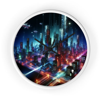 "Neon Skyline: A Futuristic Cityscape" - The Alien Wall Clock