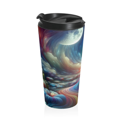 "Rainbow Sky, Moonlit Flowers" - The Alien Stainless Steel Travel Mug