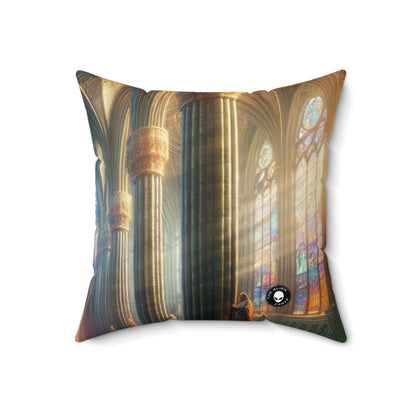 Shadows of the Gothic Cathedral- The Alien Spun Polyester Square Pillow Gothic Art