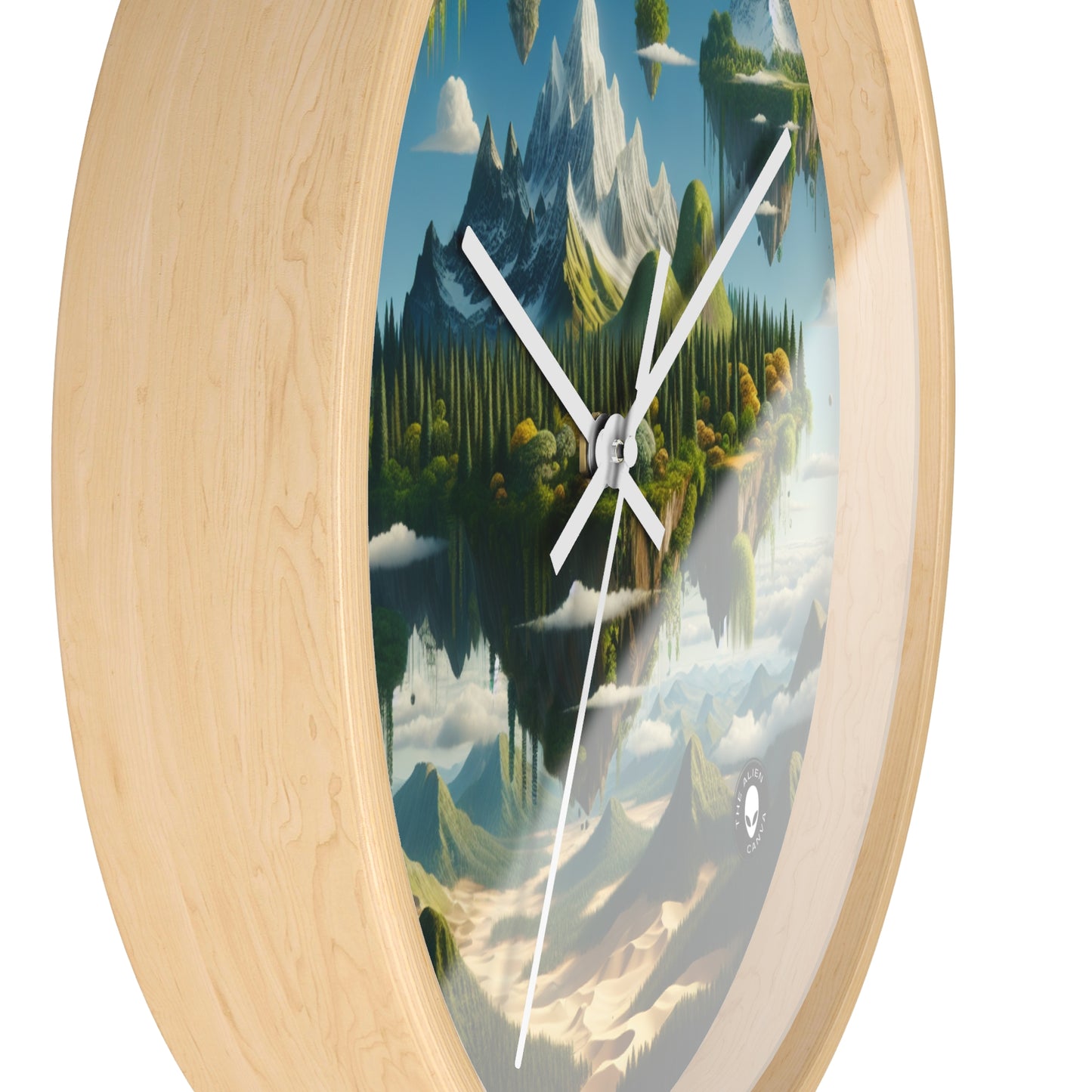 "Elemental Isles: A Dreamlike Journey through Nature's Wonders" - The Alien Wall Clock