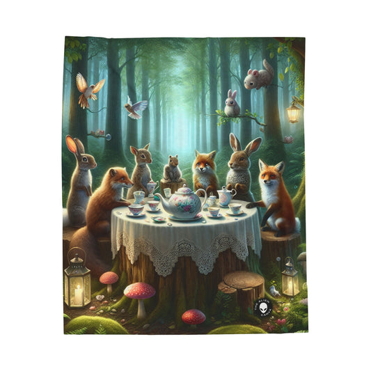 "Enchanted Forest Tea Time" - The Alien Velveteen Plush Blanket