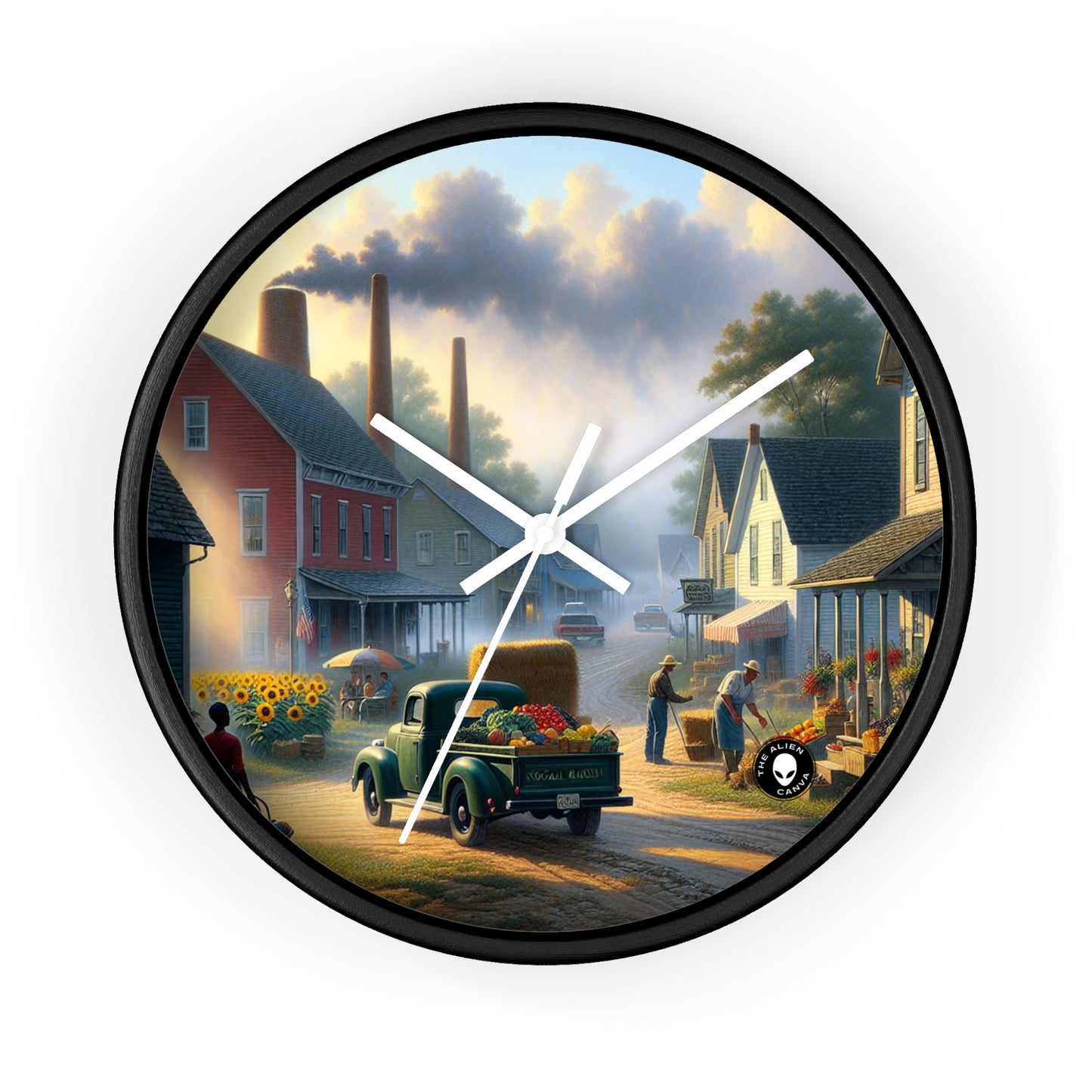 "Harvest Tranquility: A Midwest Farm Scene" - The Alien Wall Clock Regionalism