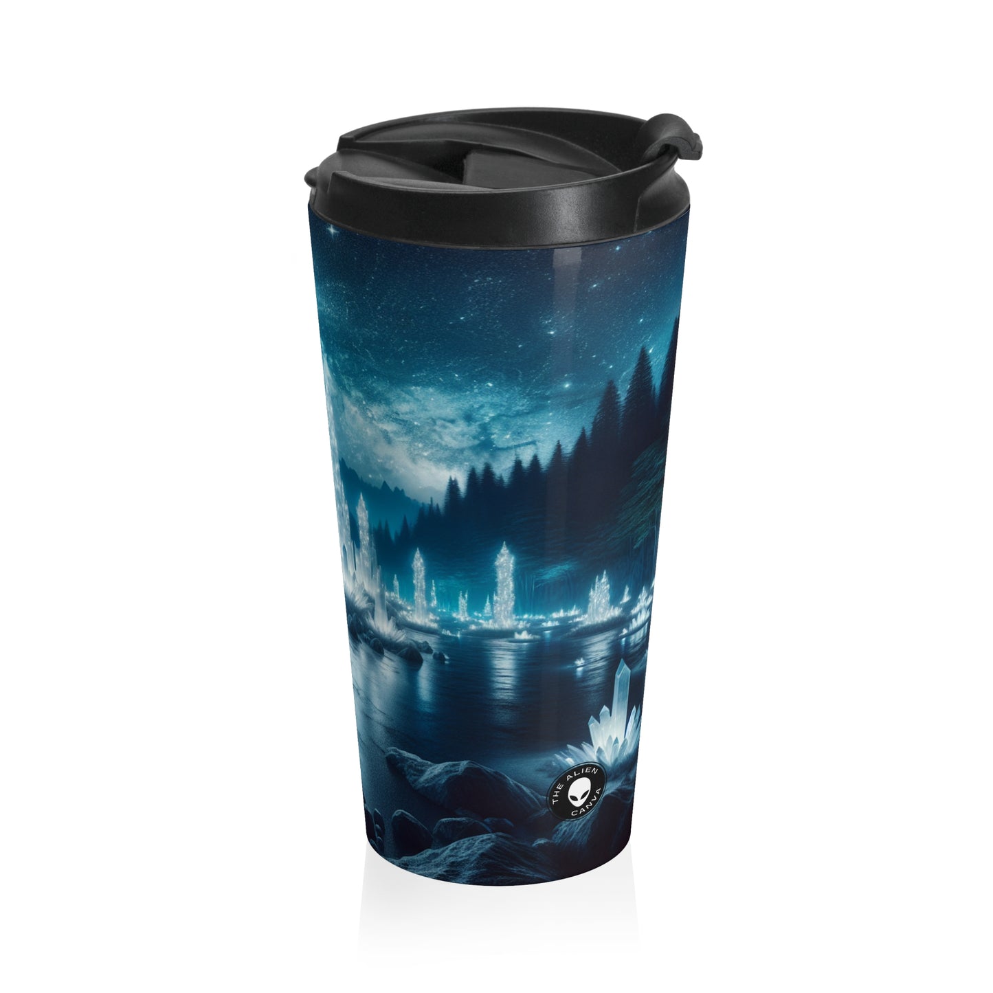 "Crystal Grove: Starlit Reflections" - The Alien Stainless Steel Travel Mug