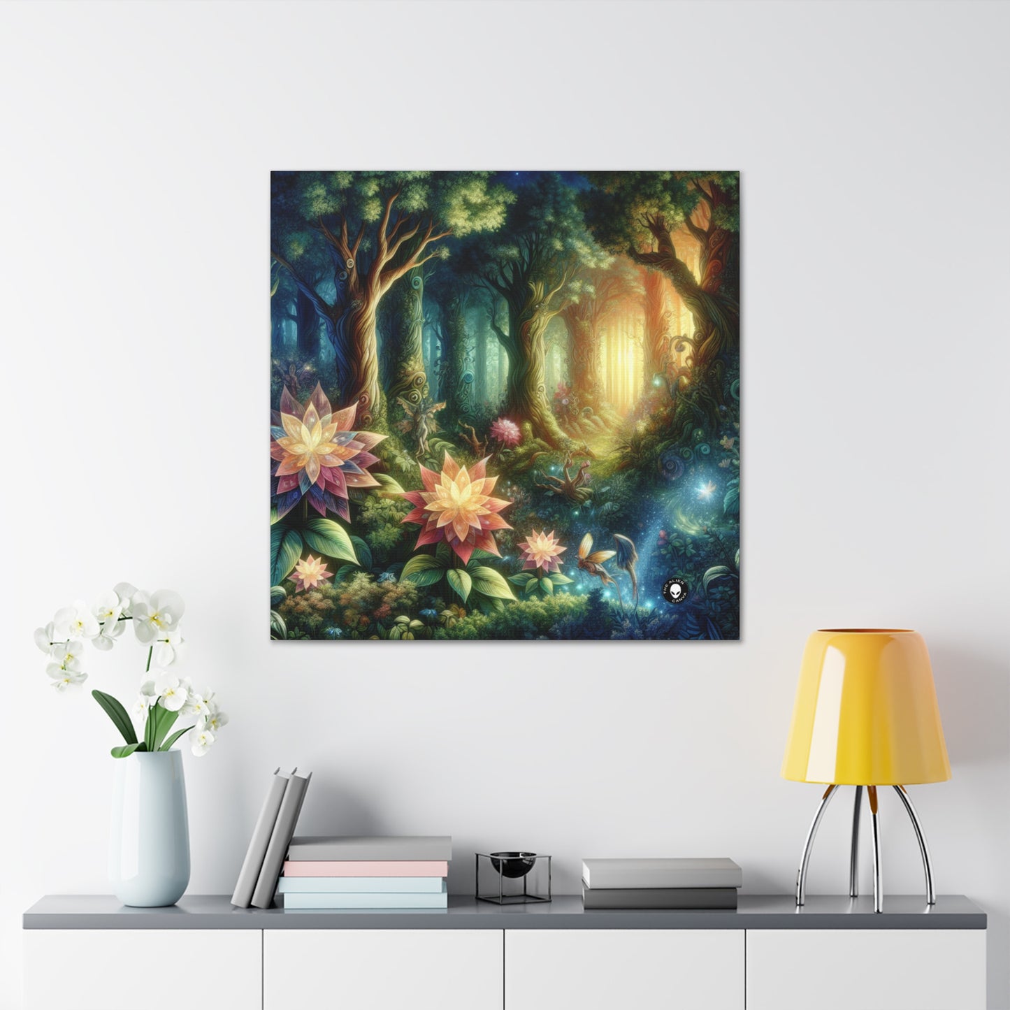 Bosque encantado: flores brillantes y seres místicos - The Alien Canva