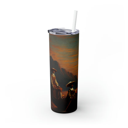 "Golden Twilight in the Italian Gondola" - The Alien Maars® Skinny Tumbler with Straw 20oz Renaissance Art Style