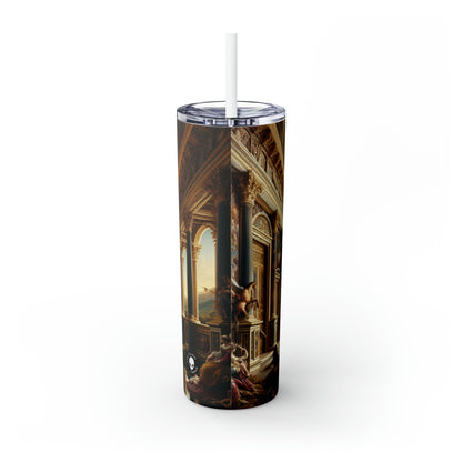 "A Neo-Renaissance Odyssey: A Modern Panorama" - The Alien Maars® Skinny Tumbler with Straw 20oz Renaissance Art