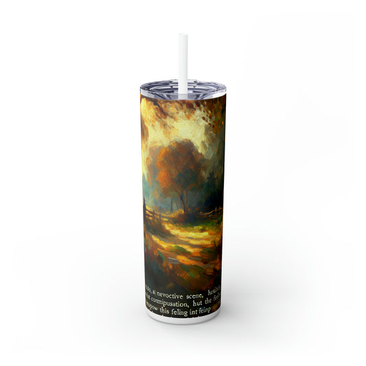 "Sunset Serenity: Pintura impresionista de jardín" - Vaso delgado con pajita de Alien Maars® de 20 oz Impresionismo