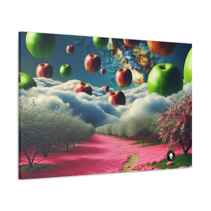 "Apple Sky and Pink Flower Carpet: A Surreal Landscape" - The Alien Canva