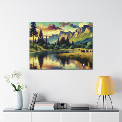 "Dusk in the Countryside: A Vibrant Post-Impressionist Painting" - The Alien Canva Post-Impressionism