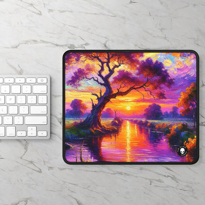 "Bulevares de iluminación: un vibrante paisaje urbano postimpresionista" - The Alien Gaming Mouse Pad Postimpresionismo