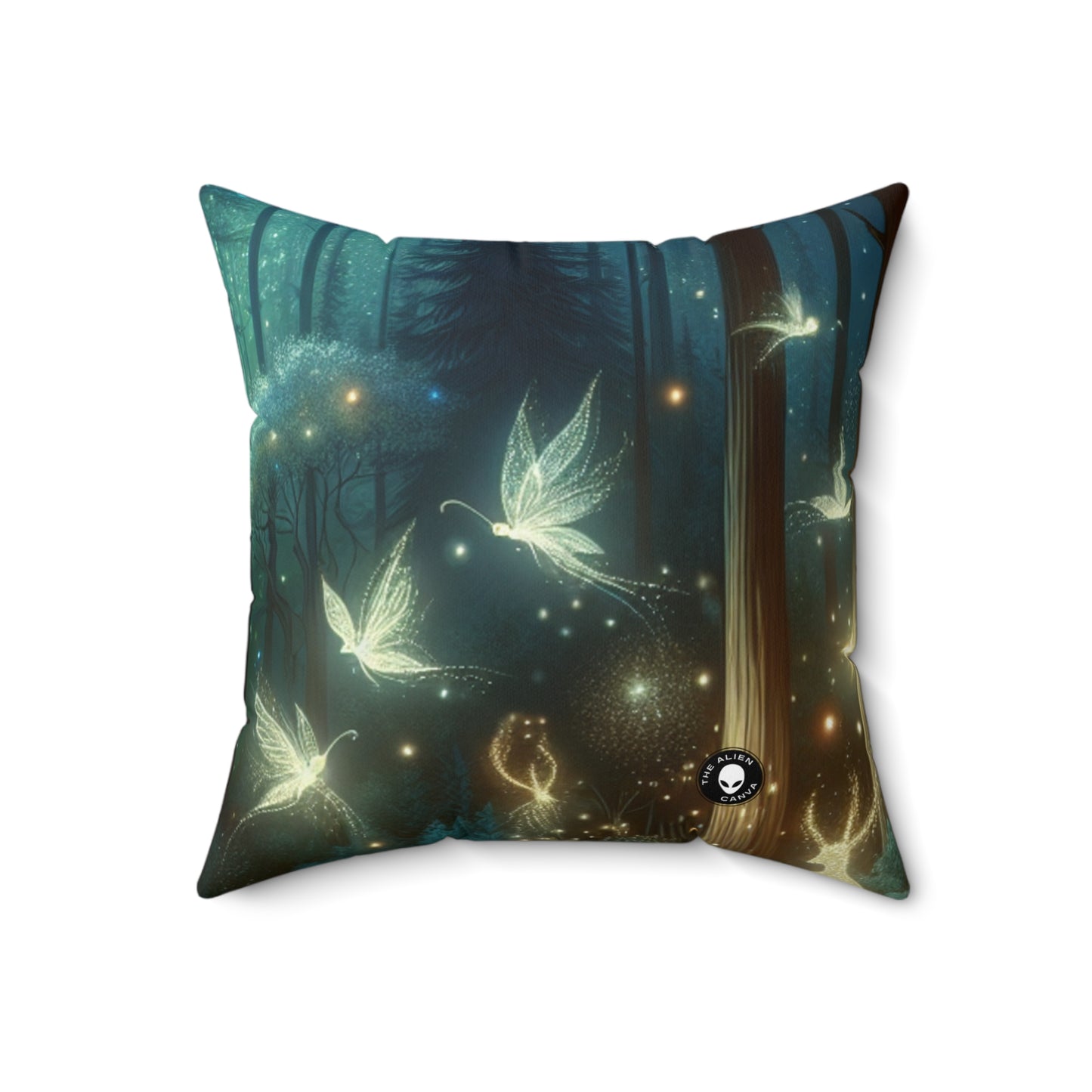 "Enchanted Night in the Whispering Woods"- The Alien Spun Polyester Square Pillow